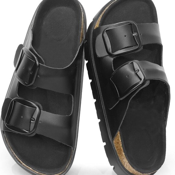 Shoes - Genuine Leather Platform Sandals Wedge Women's Footbed Casual Weekend